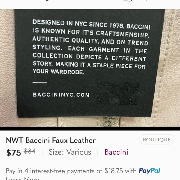 baccini faux fur jacket size M - Picture 7 of 8
